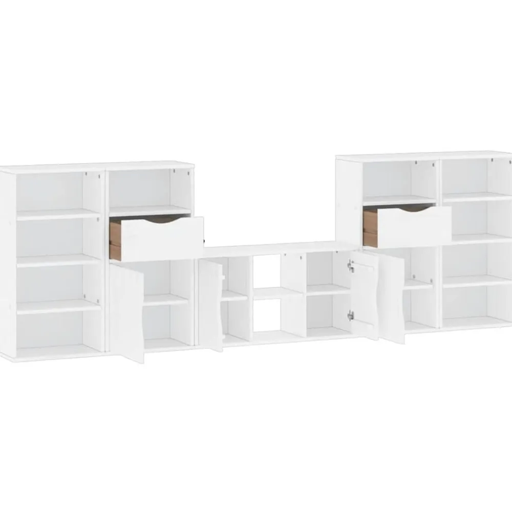 vidaXL Muebles de TV 5 uds. con almacenaje "ODDA" madera pino Blanco Clearance