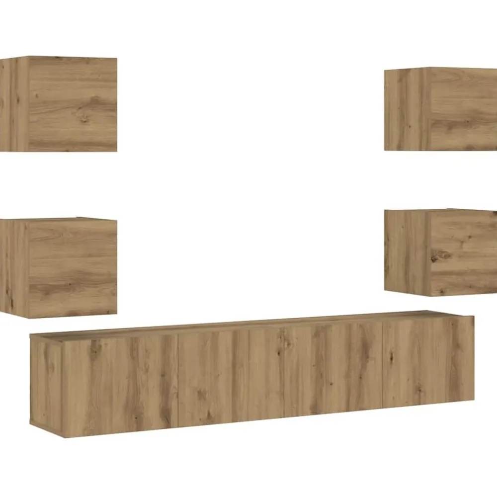 vidaXL Muebles Tv-Muebles de TV de pared 6 uds madera ingeniería roble artesanal