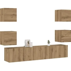 vidaXL Muebles Tv-Muebles de TV de pared 6 uds madera ingeniería roble artesanal