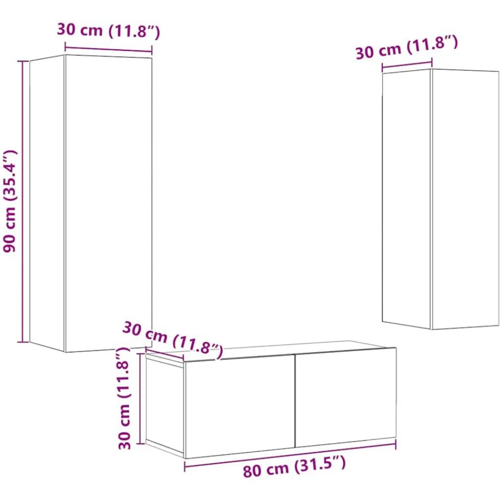 vidaXL Muebles Tv-Muebles de TV de pared 6 uds madera ingeniería roble artesanal