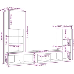 vidaXL Muebles Tv-Muebles de TV de pared con LED 4 pzas madera ingeniería