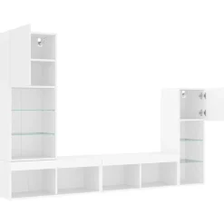 vidaXL Muebles Tv-Muebles de TV de pared con LED 4 pzas madera ingeniería