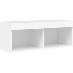 vidaXL Muebles de TV de pared con LED 6 pzas madera ingeniería Blanco Outlet