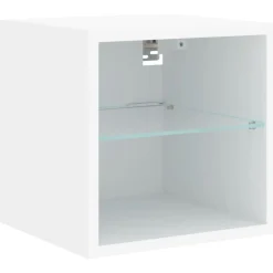 vidaXL Muebles de TV de pared con LED 6 pzas madera ingeniería Blanco Outlet