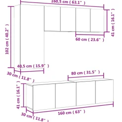 vidaXL Muebles Tv-Muebles de TV de pared 5 piezas madera de ingeniería