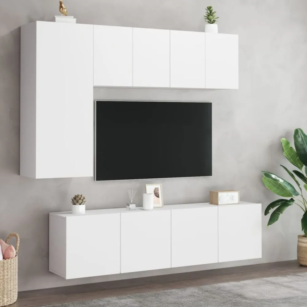 vidaXL Muebles Tv-Muebles de TV de pared 5 piezas madera de ingeniería