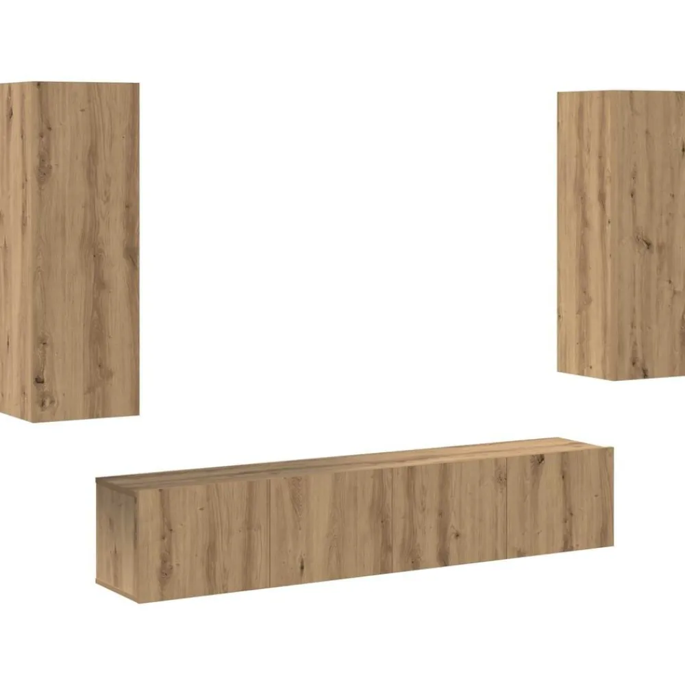 vidaXL Muebles de TV de pared 4 uds madera ingeniería roble artesanal Roble artisan Online