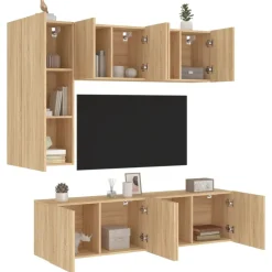 vidaXL Muebles Tv-Muebles de TV de pared 5 pzas madera de ingeniería