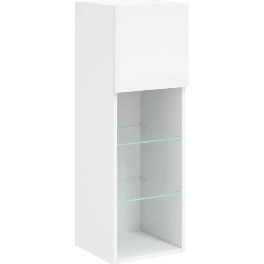 vidaXL Muebles de TV de pared con luces LED 4 piezas Blanco Outlet