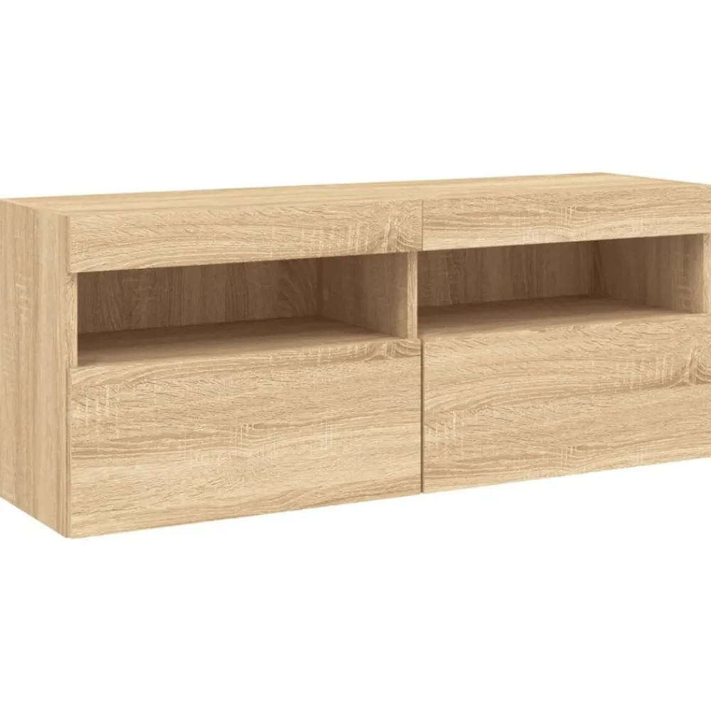 vidaXL Muebles Tv-Muebles de TV de pared con luces LED 7 piezas