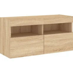 vidaXL Muebles Tv-Muebles de TV de pared con luces LED 7 piezas