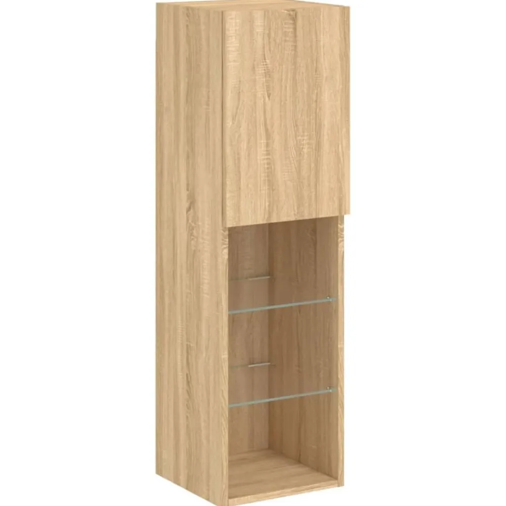 vidaXL Muebles Tv-Muebles de TV de pared con luces LED 7 piezas