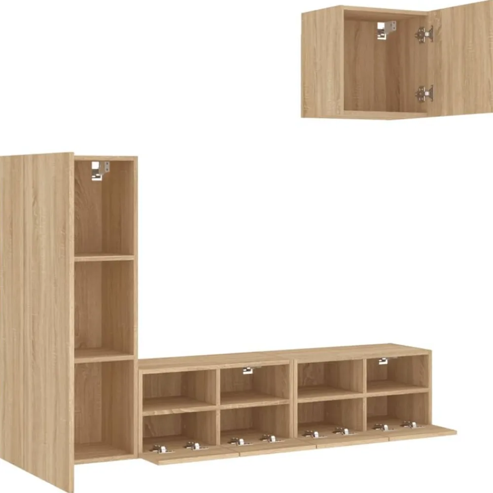 vidaXL Muebles de TV de pared 4 pzas madera de ingeniería Roble Sonoma Best