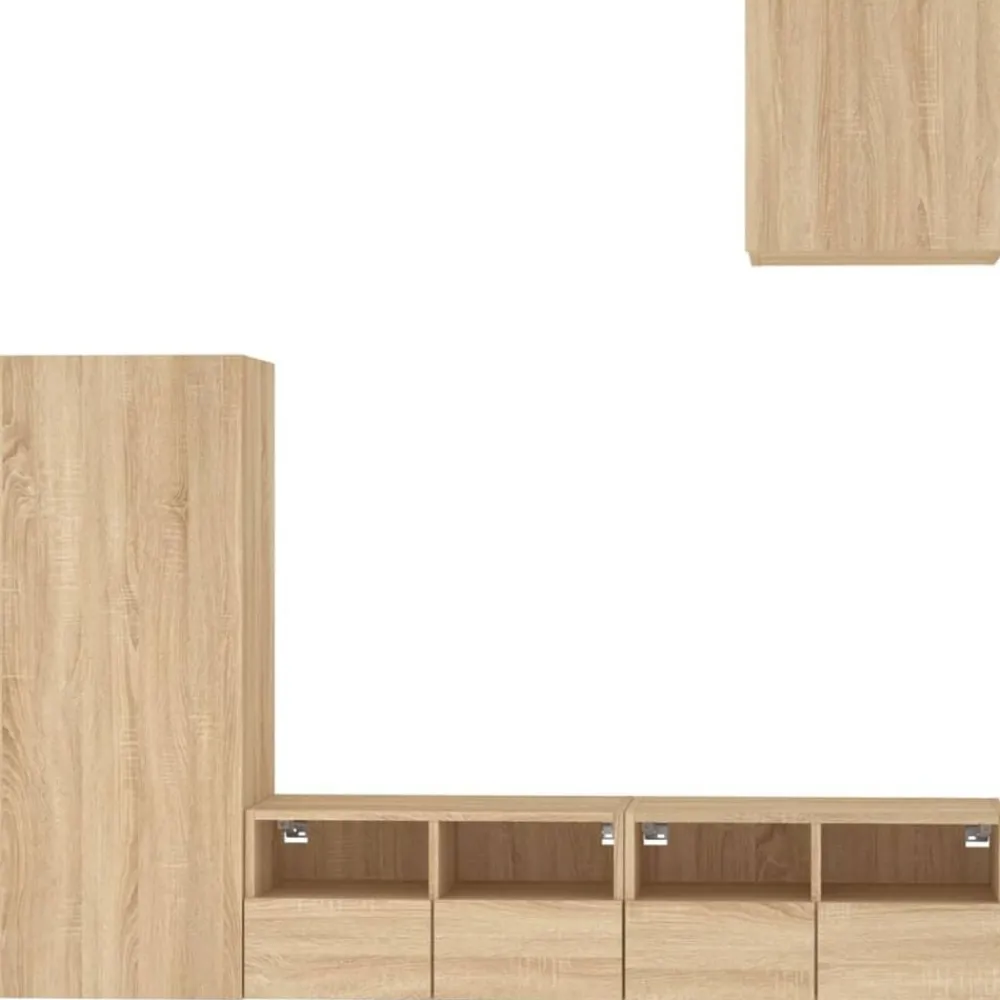 vidaXL Muebles de TV de pared 4 pzas madera de ingeniería Roble Sonoma Best