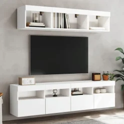 vidaXL Muebles Tv-Muebles de TV de pared con LED 5 pzas madera ingeniería