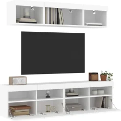 vidaXL Muebles Tv-Muebles de TV de pared con LED 5 pzas madera ingeniería