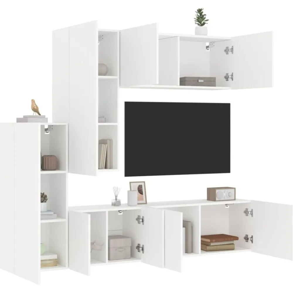 vidaXL Muebles Tv-Muebles de TV de pared 5 piezas madera de ingeniería