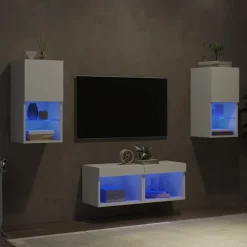 vidaXL Muebles Tv-Muebles de TV de pared con luces LED 4 piezas