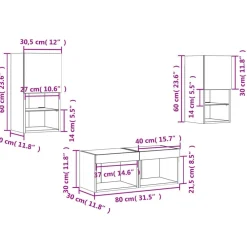 vidaXL Muebles Tv-Muebles de TV de pared con luces LED 4 piezas