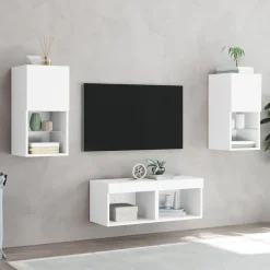 vidaXL Muebles Tv-Muebles de TV de pared con luces LED 4 piezas