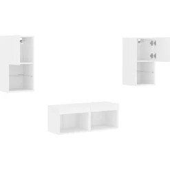 vidaXL Muebles Tv-Muebles de TV de pared con luces LED 4 piezas