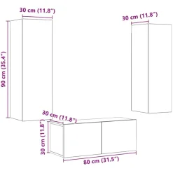 vidaXL Muebles Tv-Muebles de TV de pared 3 uds madera ingeniería roble artesanal