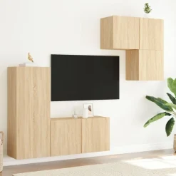 vidaXL Muebles Tv-Muebles de TV de pared 4 pzas madera de ingeniería