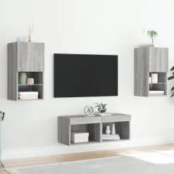 vidaXL Muebles Tv-Muebles de TV de pared con luces LED 4 piezas