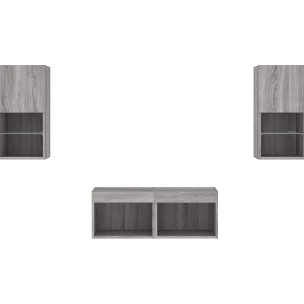 vidaXL Muebles Tv-Muebles de TV de pared con luces LED 4 piezas
