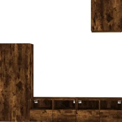 vidaXL Muebles de TV de pared 4 pzas madera ingeniería Roble ahumado New