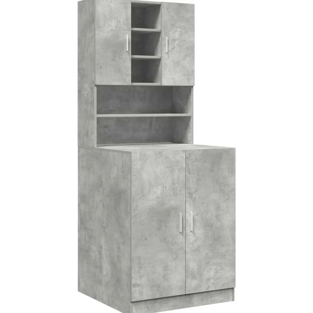 vidaXL Accesorios Para Electrodomésticos-Muebles para lavadora 2 pzas madera de ingeniería gris hormigón