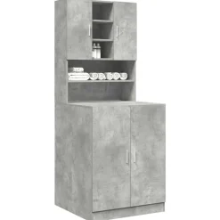 vidaXL Accesorios Para Electrodomésticos-Muebles para lavadora 2 pzas madera de ingeniería gris hormigón