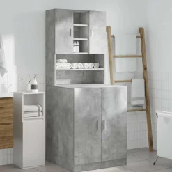 vidaXL Accesorios Para Electrodomésticos-Muebles para lavadora 2 pzas madera de ingeniería gris hormigón