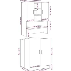 vidaXL Accesorios Para Electrodomésticos-Muebles para lavadora 2 pzas madera de ingeniería gris hormigón
