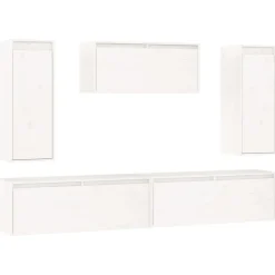 vidaXL Muebles para TV 5 piezas madera maciza de pino Blanco Sale