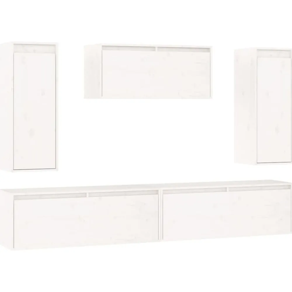 vidaXL Muebles para TV 5 piezas madera maciza de pino Blanco Sale