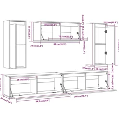vidaXL Muebles para TV 5 piezas madera maciza de pino Blanco Sale