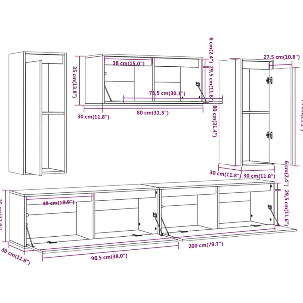 vidaXL Muebles para TV 5 piezas madera maciza de pino Blanco Sale