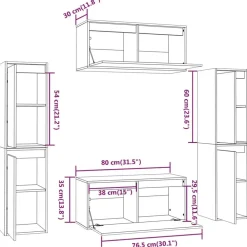 vidaXL Muebles para TV 6 piezas madera maciza de pino Natural Sale