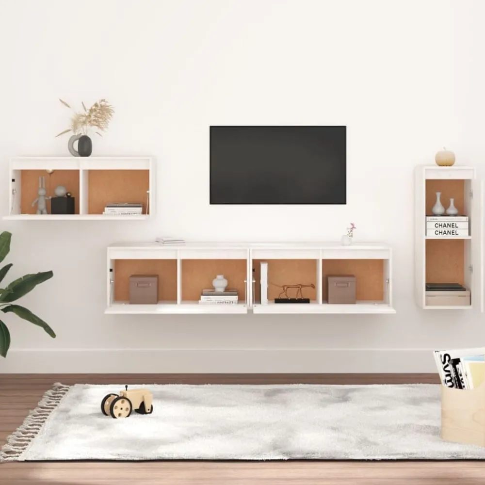 vidaXL Muebles Tv-Muebles para TV 4 piezas madera maciza de pino