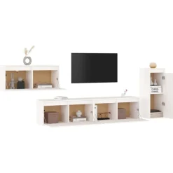 vidaXL Muebles Tv-Muebles para TV 4 piezas madera maciza de pino