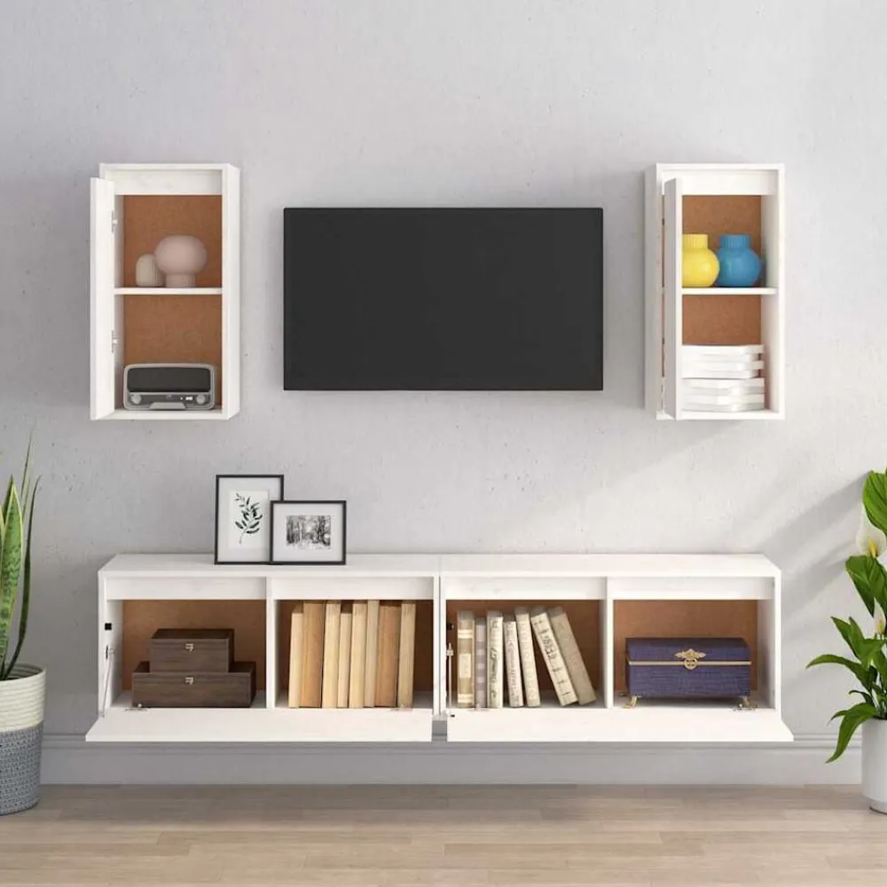 vidaXL Muebles Tv-Muebles para TV 4 piezas madera maciza de pino