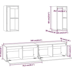 vidaXL Muebles Tv-Muebles para TV 4 piezas madera maciza de pino