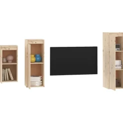 vidaXL Muebles para TV 3 piezas madera maciza de pino Natural Best