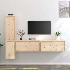 vidaXL Muebles Tv-Muebles para TV 4 piezas madera maciza de pino