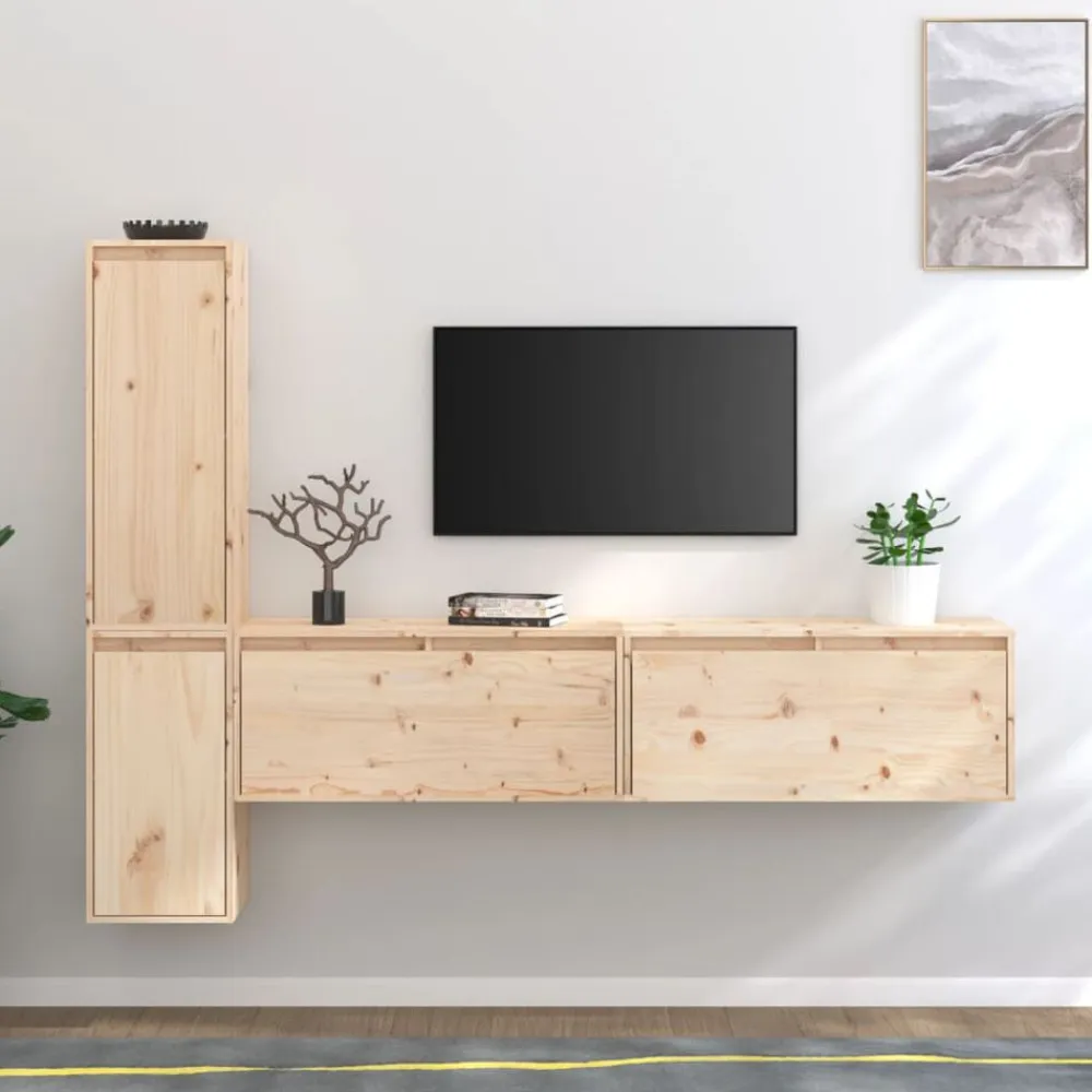 vidaXL Muebles Tv-Muebles para TV 4 piezas madera maciza de pino