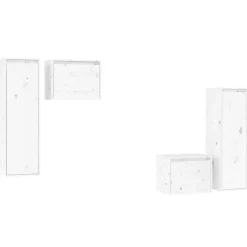vidaXL Muebles para TV 4 piezas madera maciza de pino Blanco New
