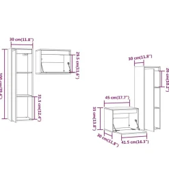 vidaXL Muebles para TV 4 piezas madera maciza de pino Blanco New