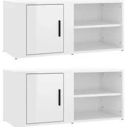 vidaXL Muebles Tv-Muebles para TV 2 uds madera blanco brillo 80x31,5x36 cm