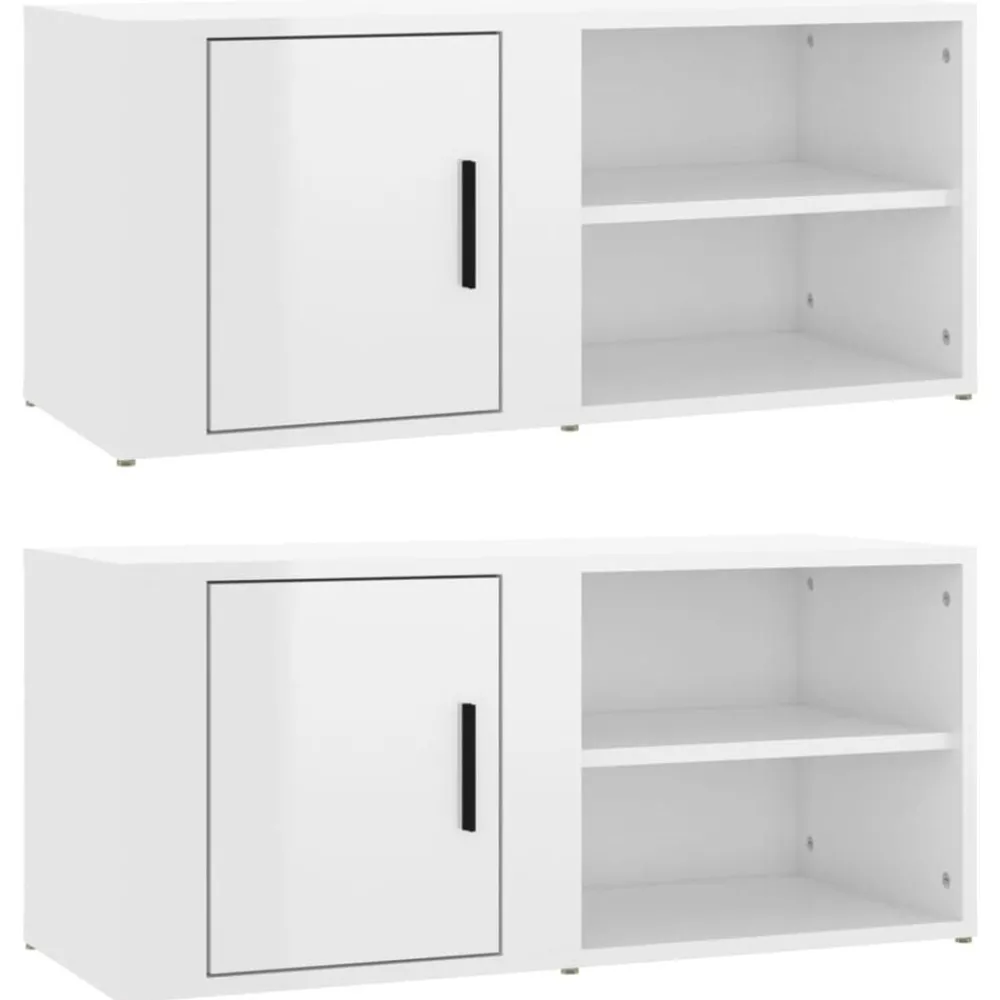 vidaXL Muebles Tv-Muebles para TV 2 uds madera blanco brillo 80x31,5x36 cm